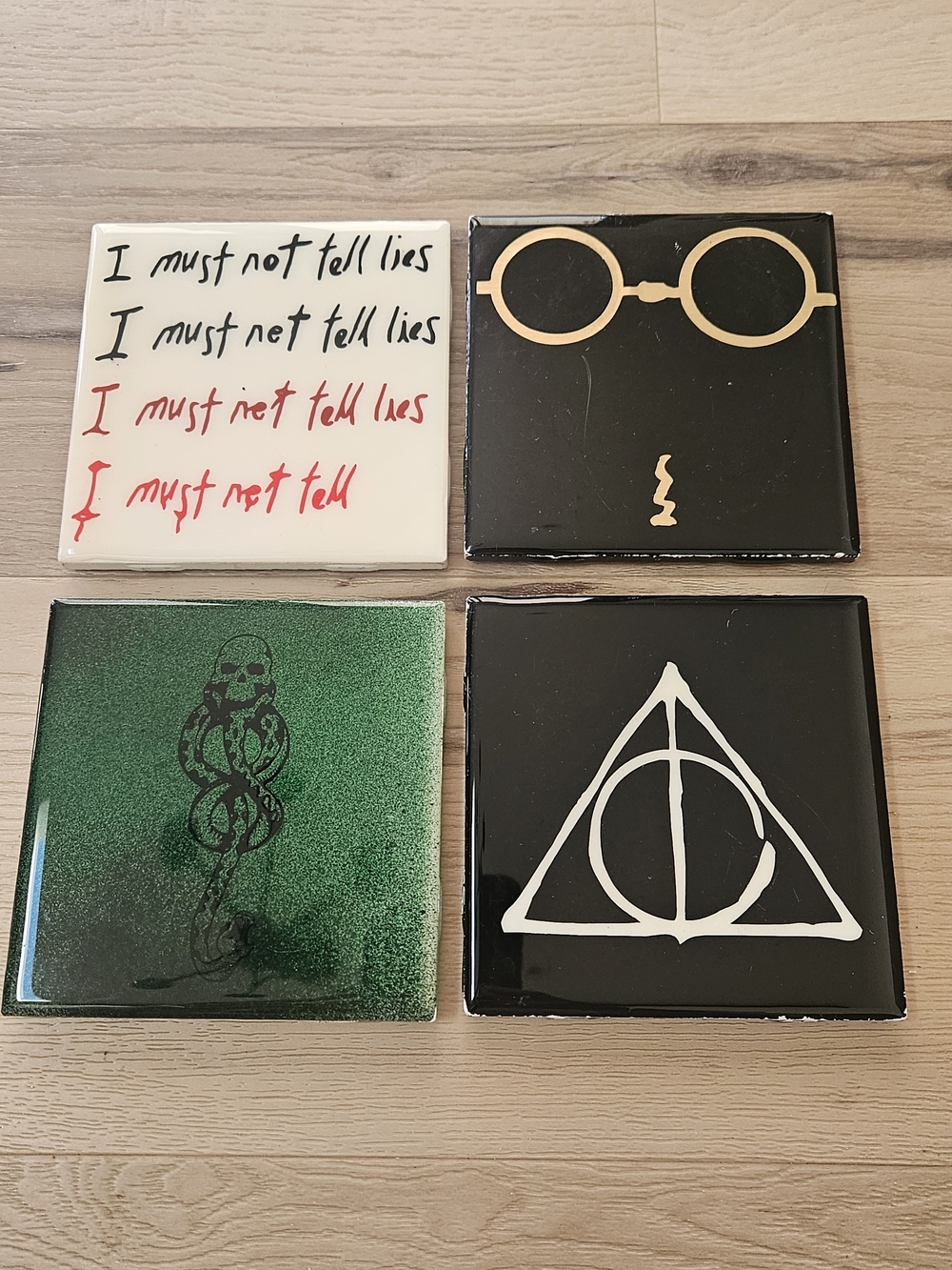 Harry Potter Inspired Coaster Set - Black, White, Green